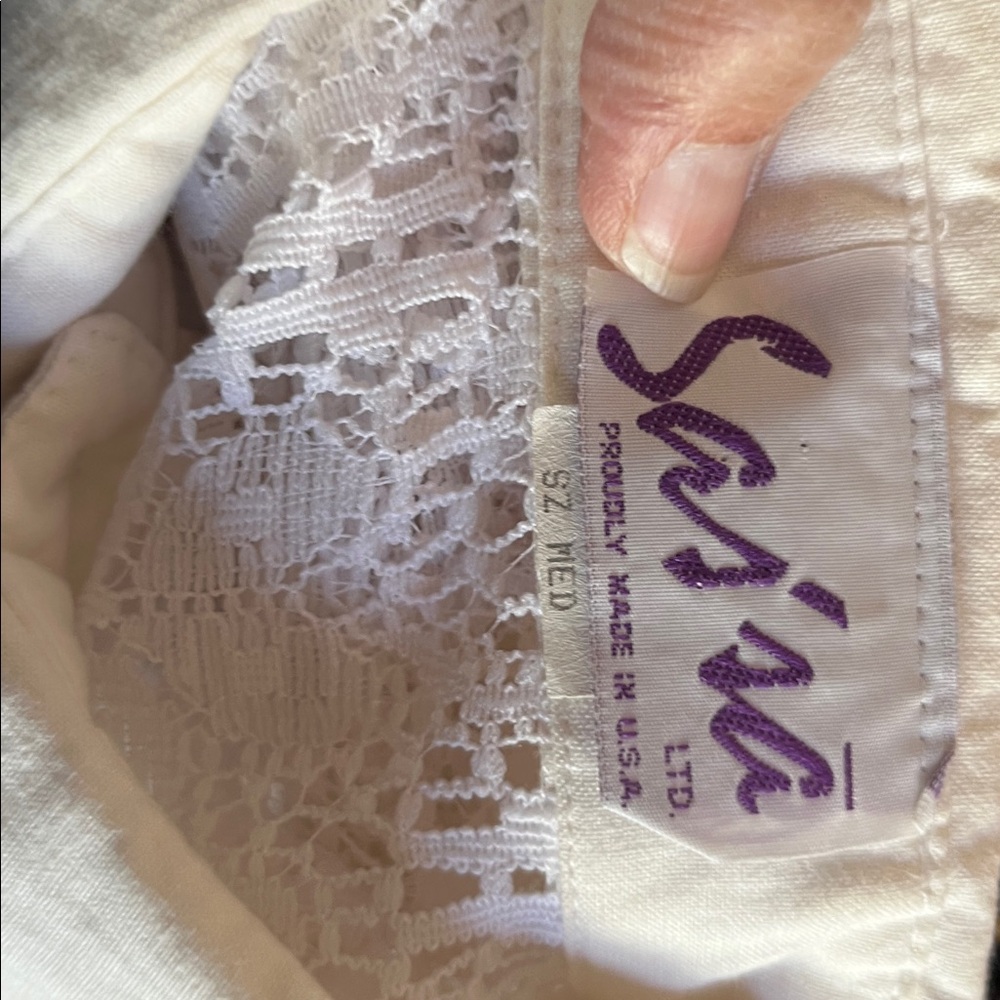 Vintage Sas’sa White Lace Western Style Button-Down Shirt - Picture 8 of 13